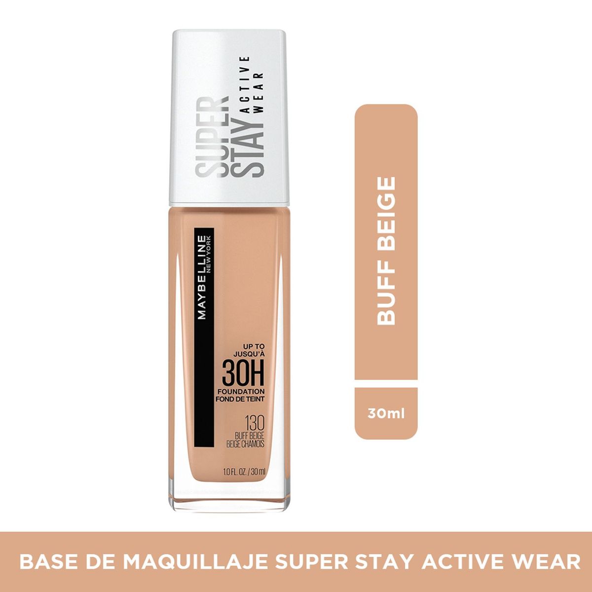 MAYBELLINE - Base de maquillaje Líquida SperStay Full Coverage Natural Beige Active Wear Maybelline 30 ml