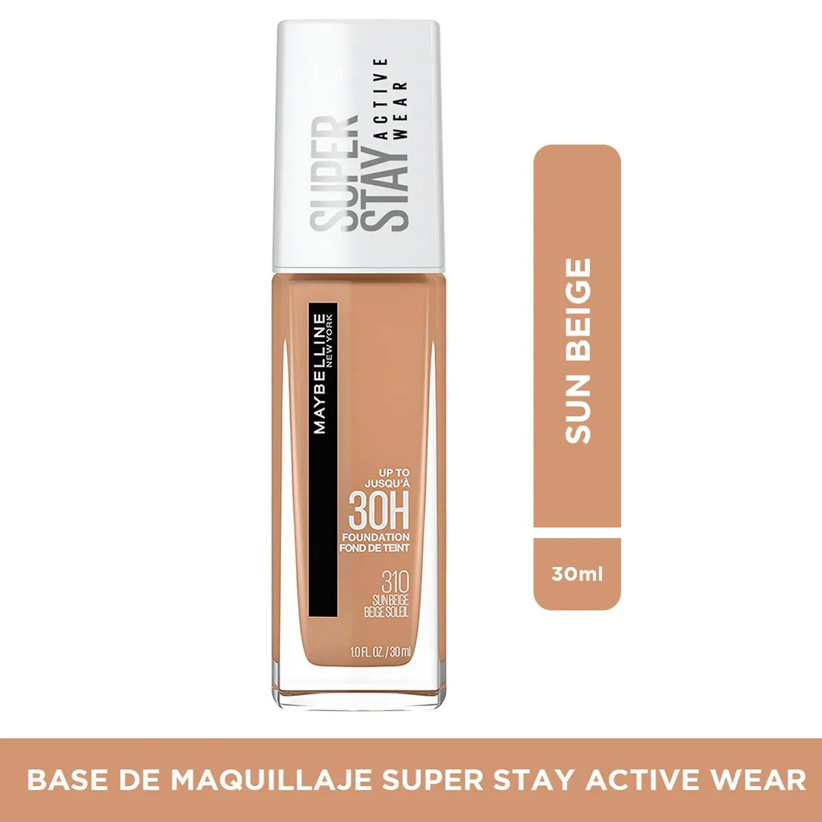 MAYBELLINE - Base de maquillaje Líquida SperStay Full Coverage Natural Beige Active Wear Maybelline 30 ml