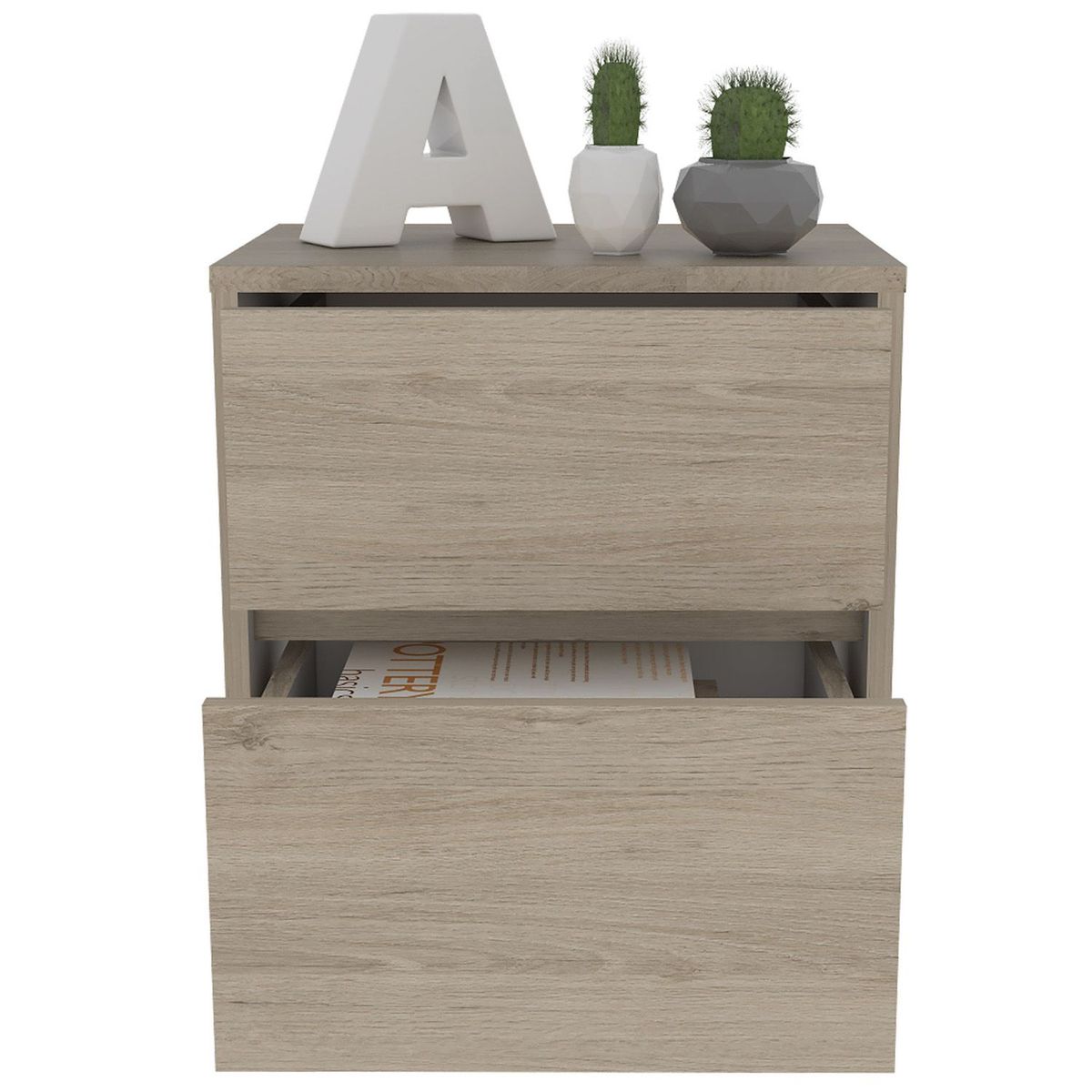 RTA MUEBLES - Mesa de Noche Moderna de 2 Cajones 40 x 32.3 cm RTA Muebles