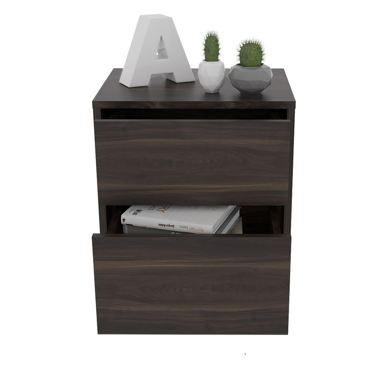 RTA MUEBLES - Mesa de Noche Moderna de 2 Cajones 47.2 x 40 x 32.3 cm RTA Muebles