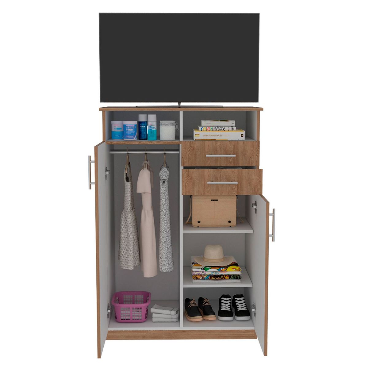RTA MUEBLES - Closet Moderno en Aglomerado MDP 2 Puertas 2 Cajones 122 x 83 x 53 cm RTA Design  - Mueble