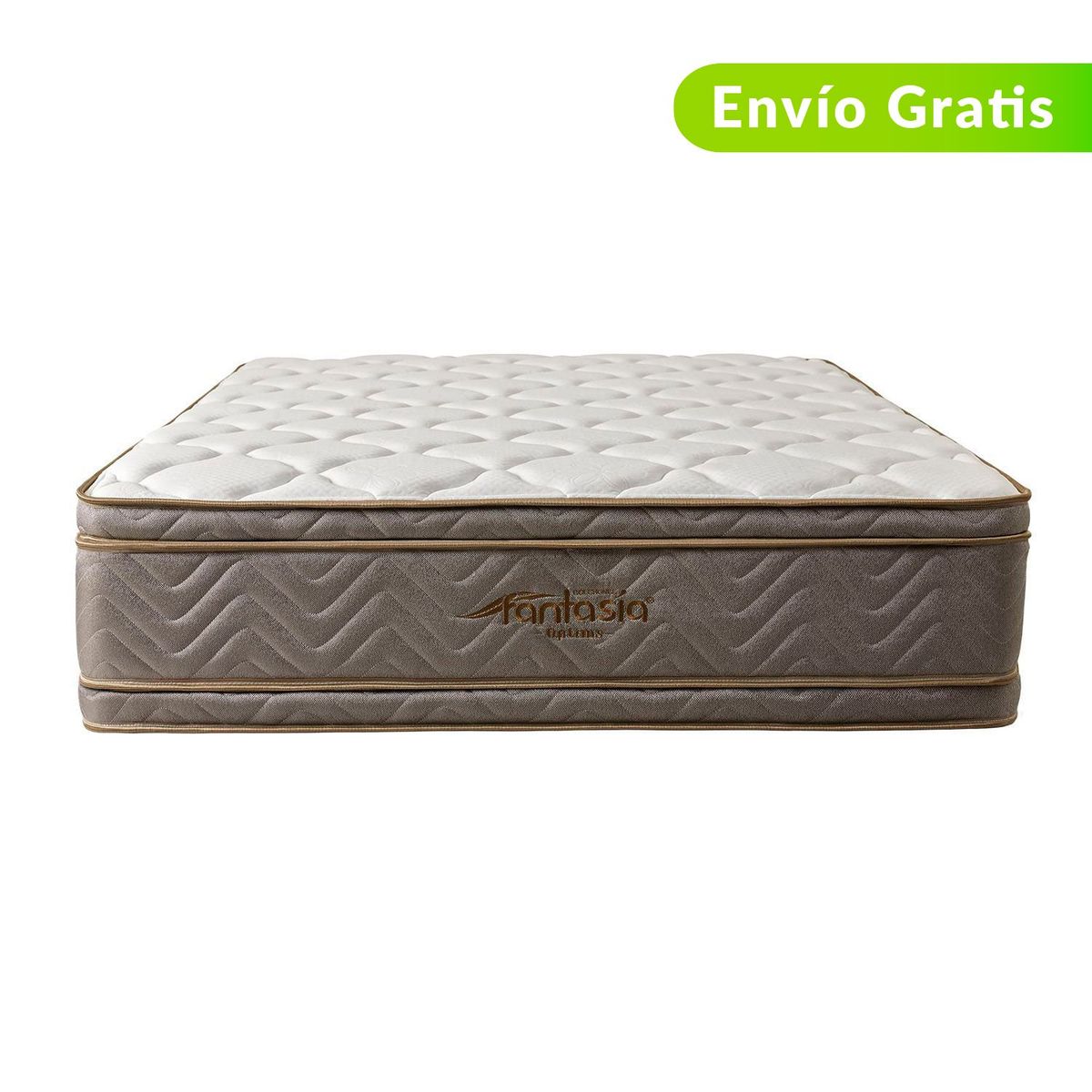 COLCHONES FANTASIA - Colchón Queen Firmeza Suave Ortopédico Resortado con Doble Pillow Optims 160 x 190 cm Colchones Fantasía