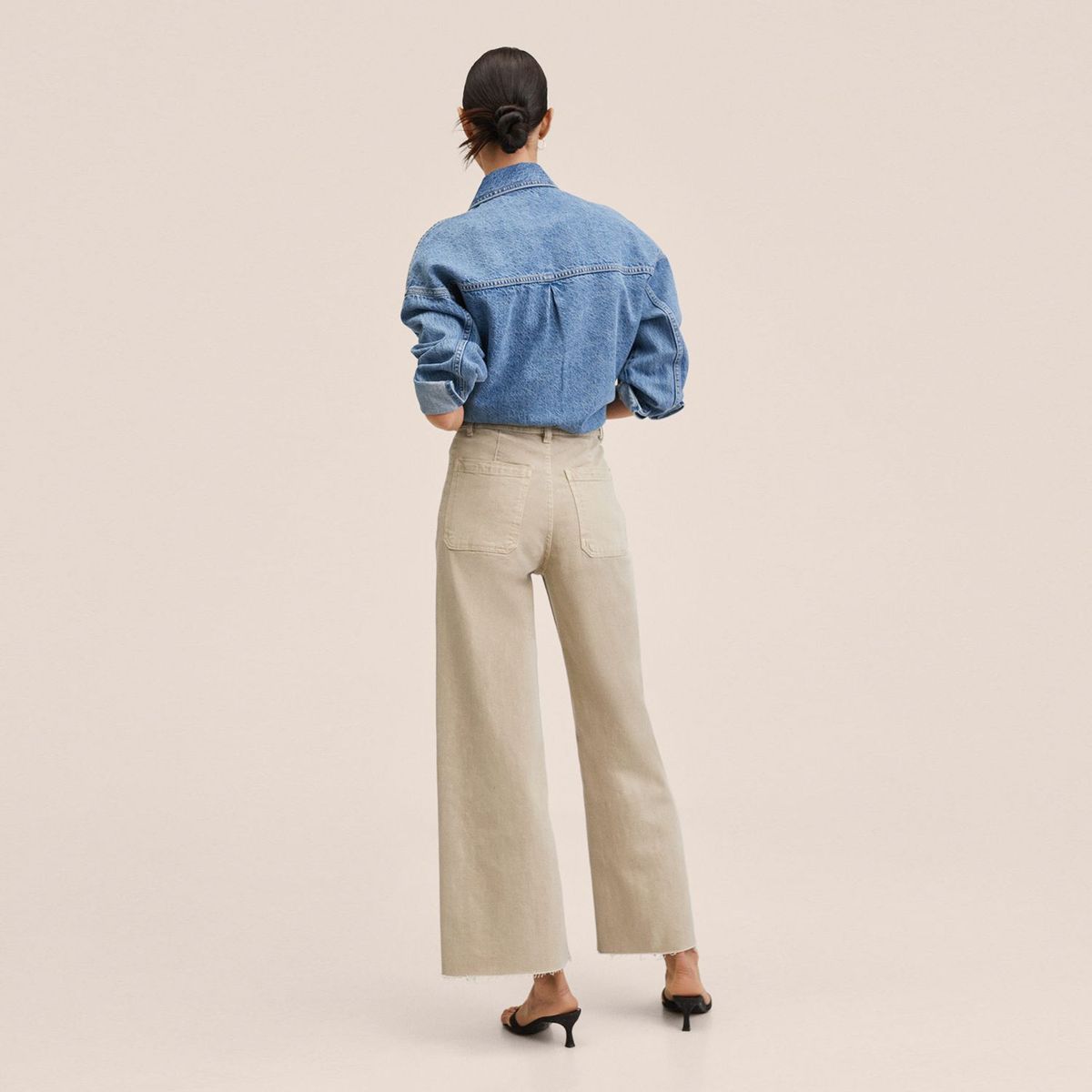 MANGO - Jean Culotte Tiro Alto Mujer MANGO
