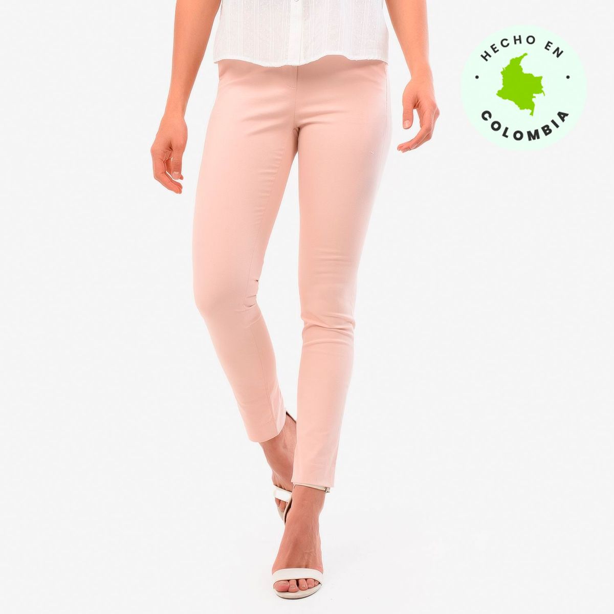 BASEMENT - Pantalón Skinny para Mujer Tiro medio de Algodón Basement