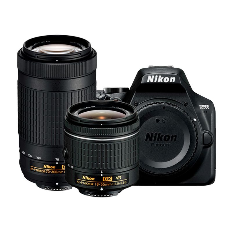 NIKON - Cámara profesional Nikon D3500 + Lente 18-55+75-300 24 MP D3500.2