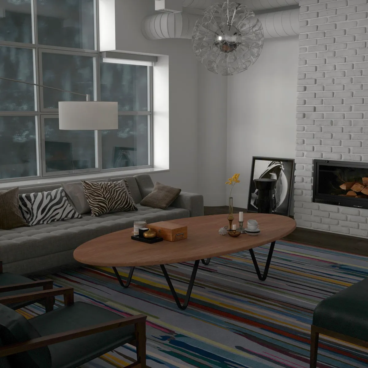 DKO DESIGN - Mesa de Centro Moderna Ovalada  en Melamina  120 x 36 x 60 cm DKO Design  - Mueble