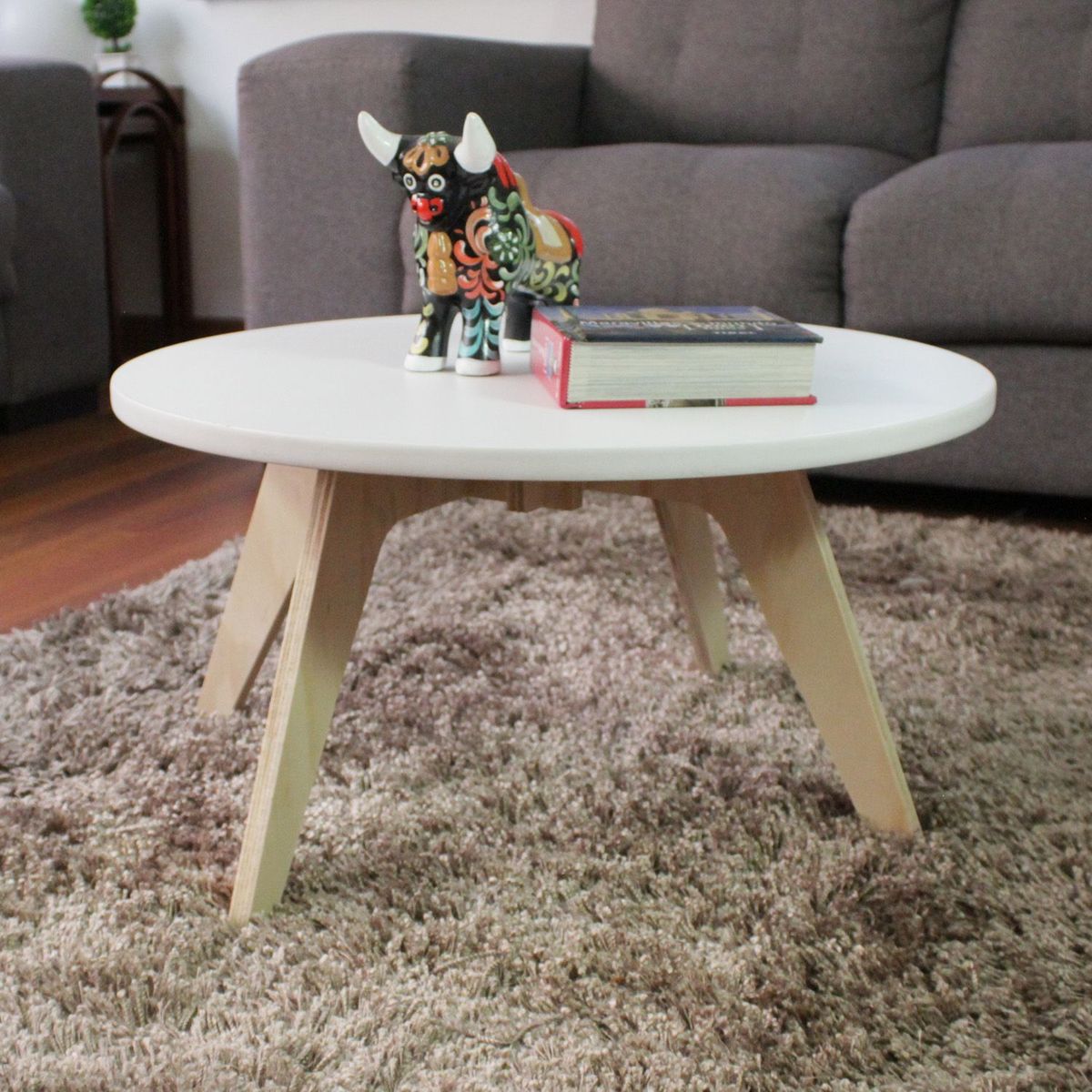 DKO DESIGN - Mesa de Centro Moderna Redonda  en Aglomerado MDF  60 x 35 x 60 cm DKO Design  - Mueble