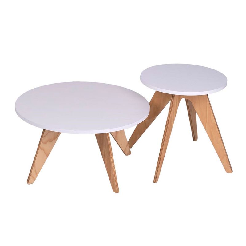 DKO DESIGN - Set de Mesas Auxiliares Modernas Redonda en Aglomerado MDF 60 x 35 x 60 cm Dko Design  - Mueble