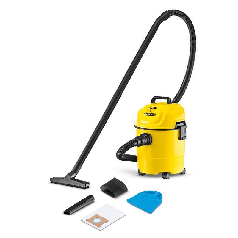 KARCHER - Aspiradora de arrastre Karcher WD1 Classic 15 lt Amarillo 1200W, aspiradora agua y polvo, boquilla  cambiable para todo tipo de piso