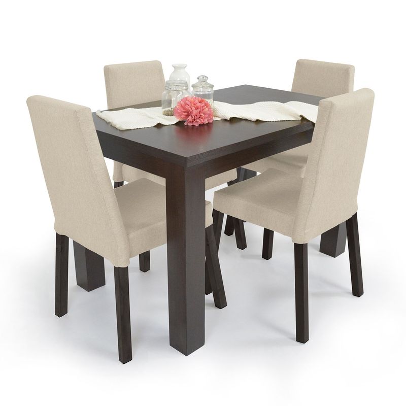MICA - Juego de Comedor Moderno para 4 Personas Beige Café (Comedor + 4 Sillas) Mica