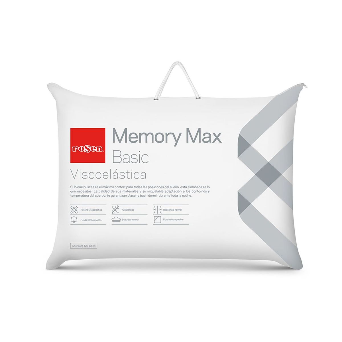 COLCHONES ROSEN - Almohada Viscoelástica Firmeza Media Memory Max 50 X 70 X 15 cm Colchones Rosen