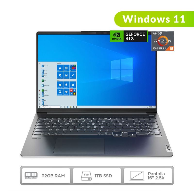 LENOVO - Portátil Lenovo AMD Ryzen 9 32GB 1TB Windows 11 Home 16 pulgadas 16 R9