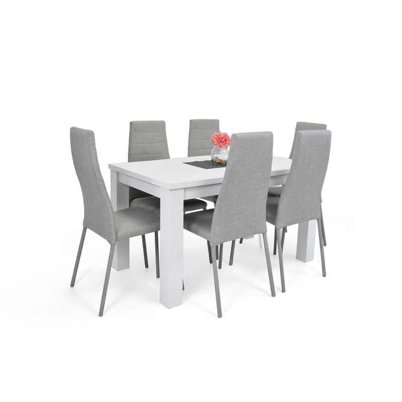 MICA - Juego de Comedor Moderno para 6 Personas Gris (Comedor + 6 Sillas) Mica