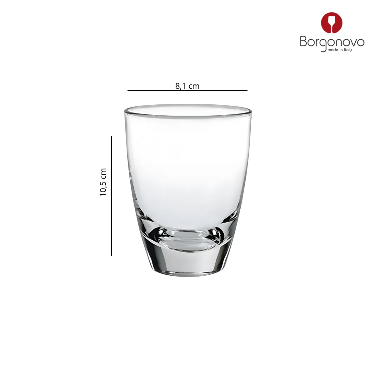 BORGONOVO - Vaso de vidrio corto Borgonovo: 3 piezas