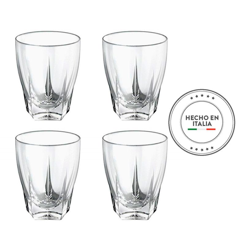 BORGONOVO - Vaso de vidrio corto Borgonovo: 4 piezas