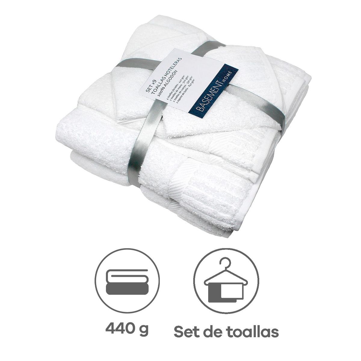 BASEMENT HOME - Juego de Toallas 440 g Premium