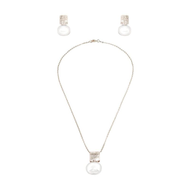MARIA RESTREPO ENIGMA - Collar Y Aretes Enigma Herradura Perla Plata