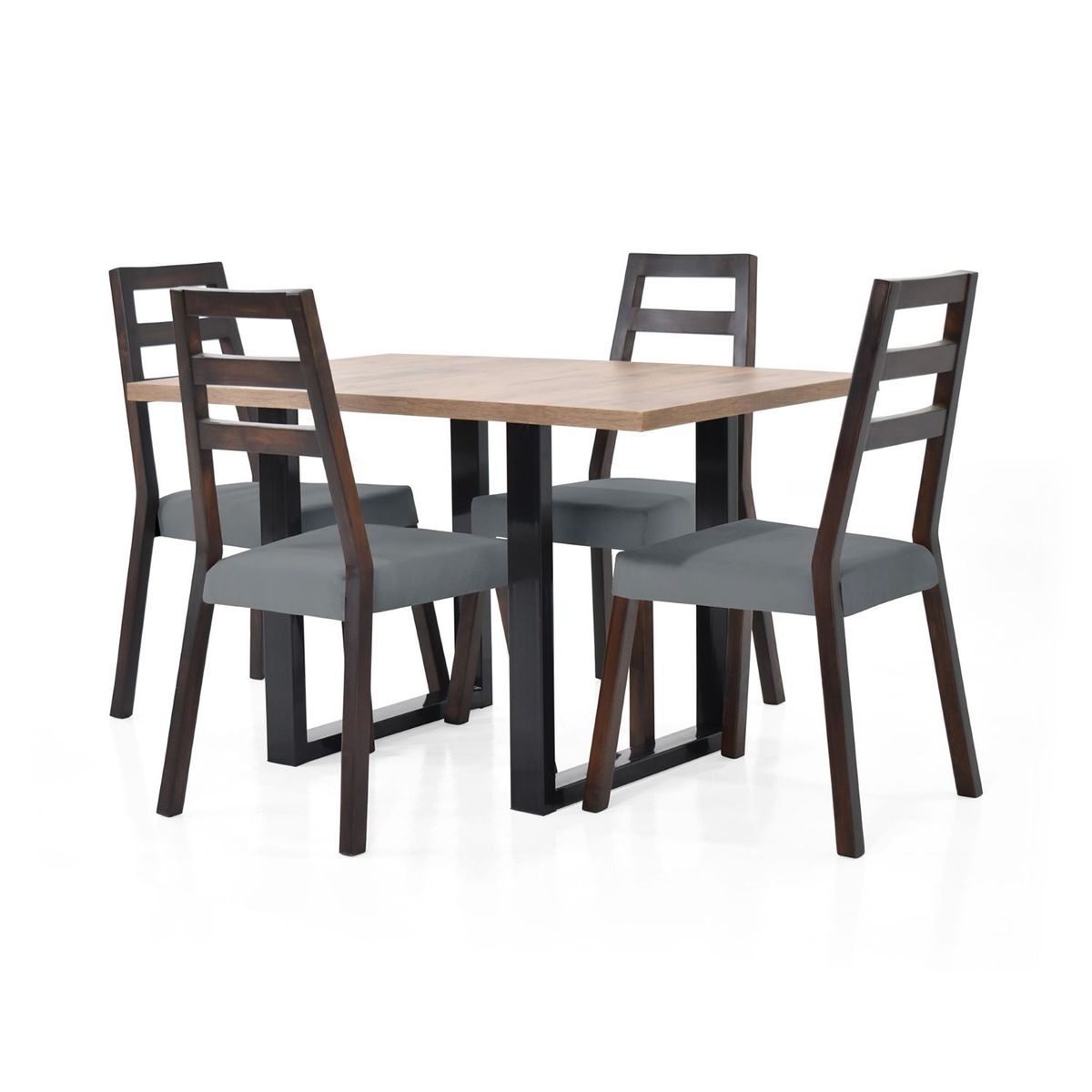 MICA - Juego de Comedor Moderno para 4 Personas Gris (Comedor + 4 Sillas) Mica