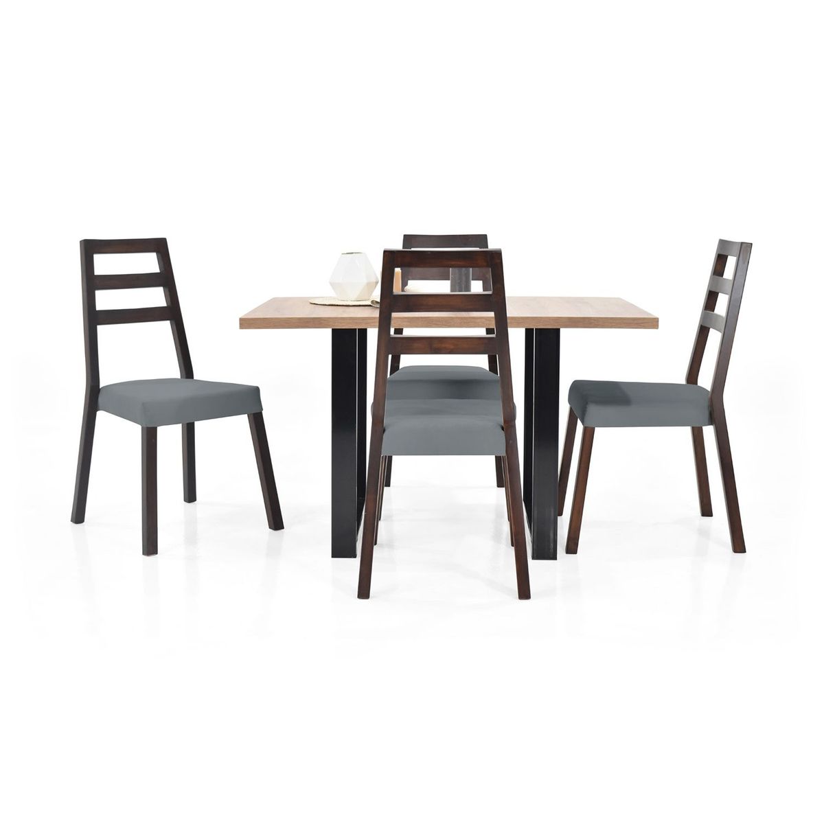 MICA - Juego de Comedor Moderno para 4 Personas Gris (Comedor + 4 Sillas) Mica