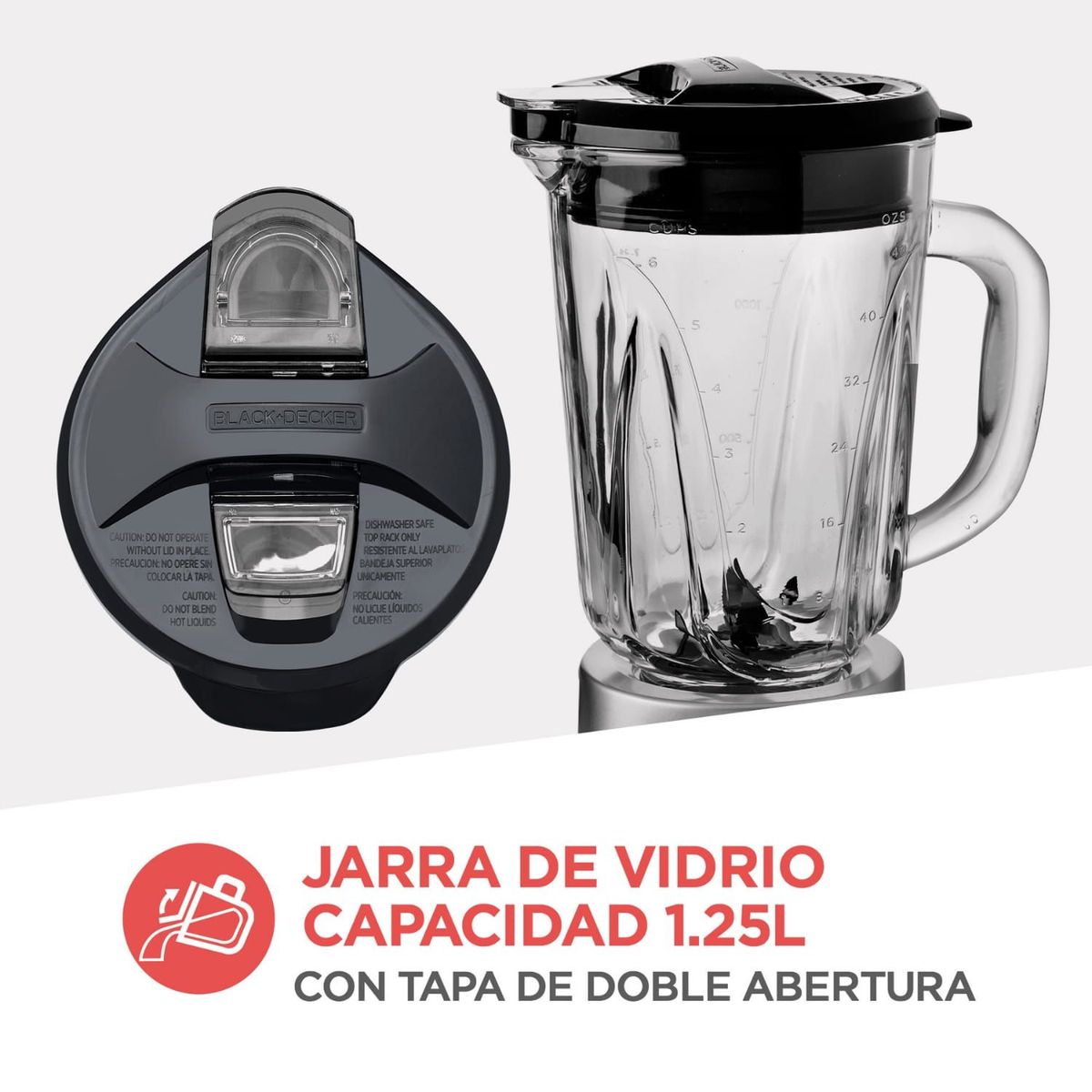 BLACK+DECKER - Licuadora Digital BLACK+DECKER Pulverix de 700 Watts con 6 Cuchillas y Jarra de Vidrio BL1840MS