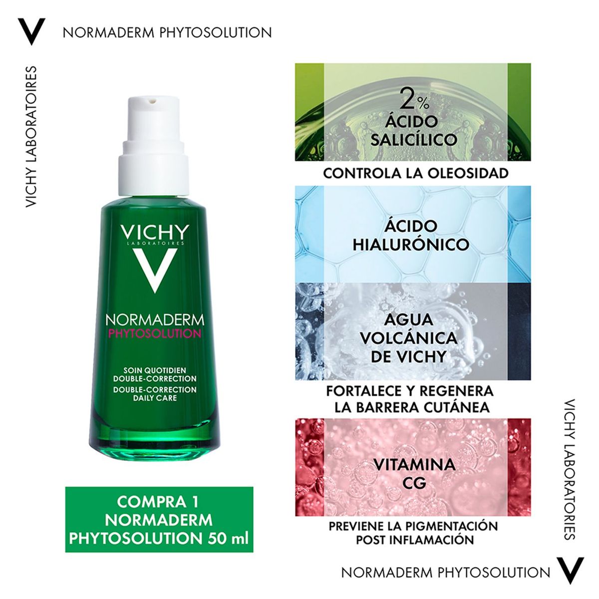 VICHY - Hidratante facial Rostro Kit Normaderm Tratamiento + Gel + Minéral 89 Booster + Capital Soleil Matificante Vichy 30 ml