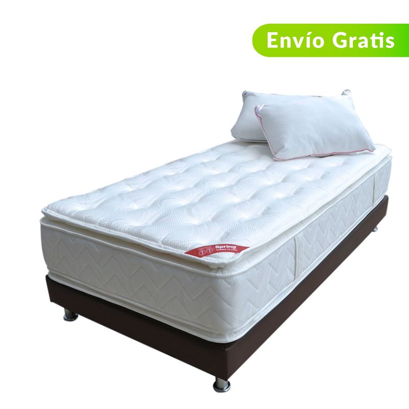 COLCHONES SPRING - Colchón con Base Cama Doble Firme Ortopédico con Pillow Resortado Supreme 190 x 140 cm   Colchones Spring