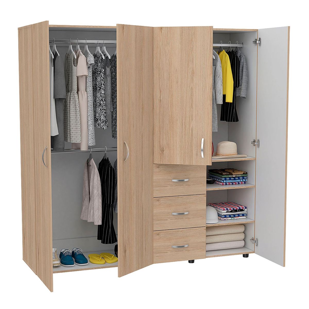 RTA MUEBLES - Closet Moderno en Aglomerado MDP 4 Puertas 3 Cajones 184 x 181 x 51 cm RTA Design  - Mueble