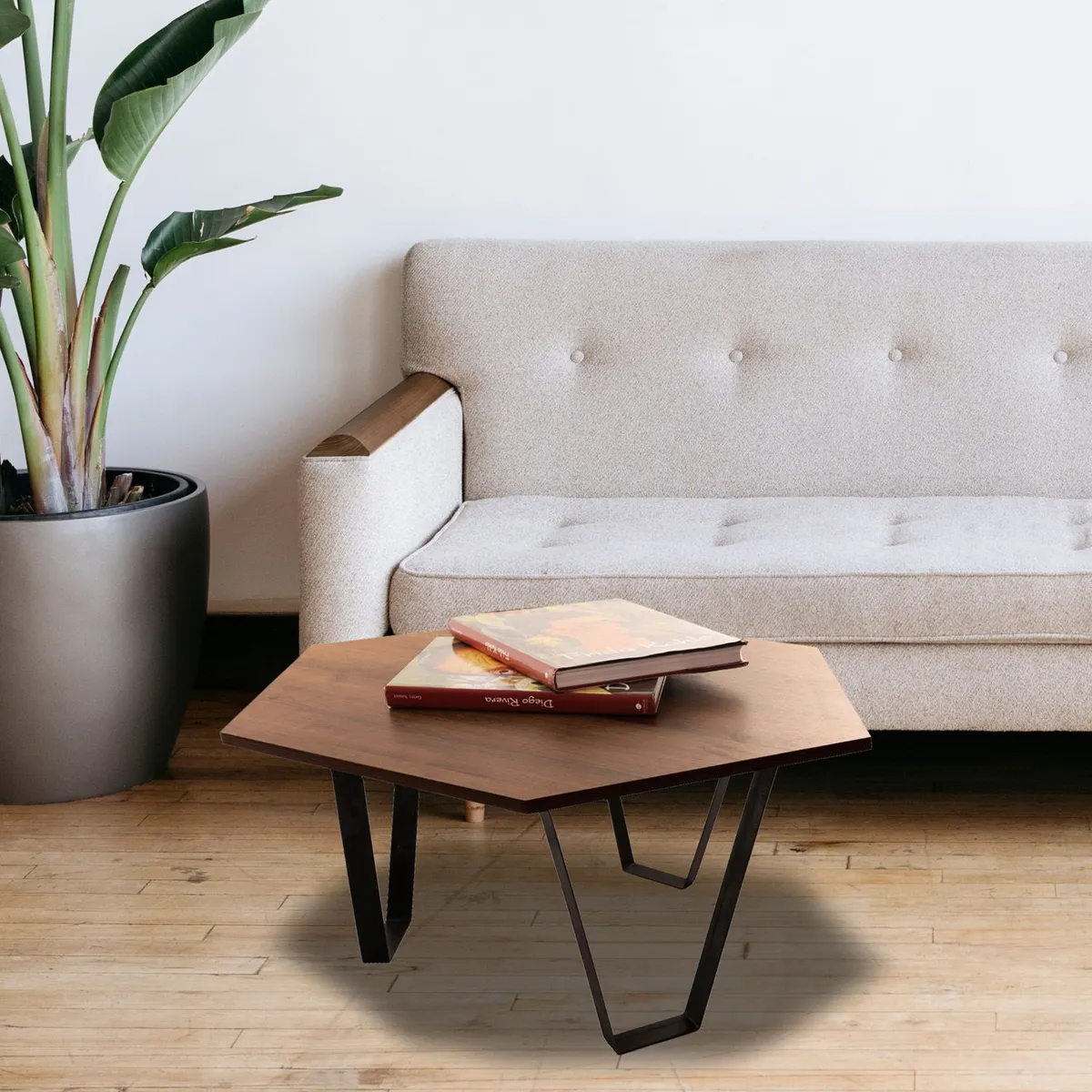 DKO DESIGN - Mesa de Centro Moderna Hexagonal  en Melamina  80 x 35 x 74 cm DKO Design  - Mueble