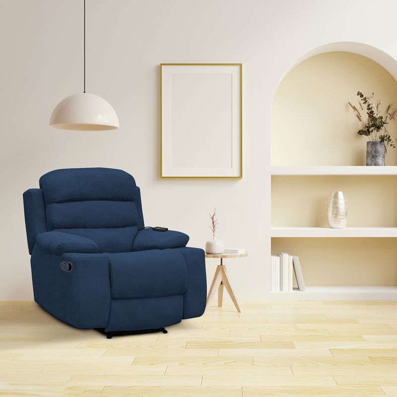ELITE LIVING - Silla Reclinable 1 puesto Microfibra Mecánica con Vibromasaje 90 X 100 X 80 cm Gris Claro Elite Living - Mueble