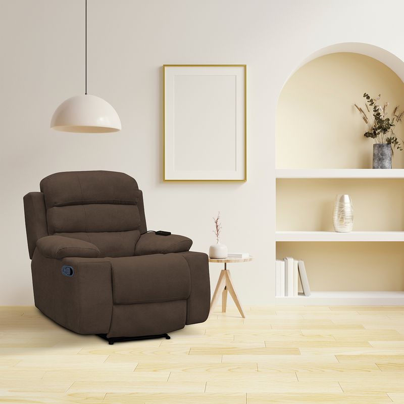 ELITE LIVING - Silla Reclinable 1 puesto Microfibra Mecánica con Vibromasaje 90 X 100 X 80 cm Gris Claro Elite Living - Mueble