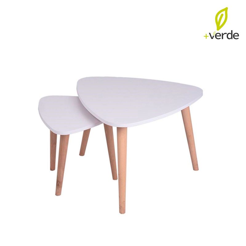DKO DESIGN - Set de Mesas Auxiliares Modernas Triangular en Melamina 60 x 50 x 60 cm Dko Design  - Mueble