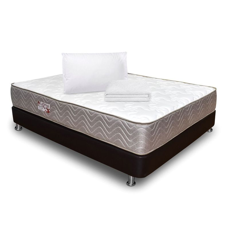 COLCHONES FANTASIA - Colchón con basecama Semidoble Espuma Combo 120 x 190 cm + Protector + Almohada Colchones Fantasia