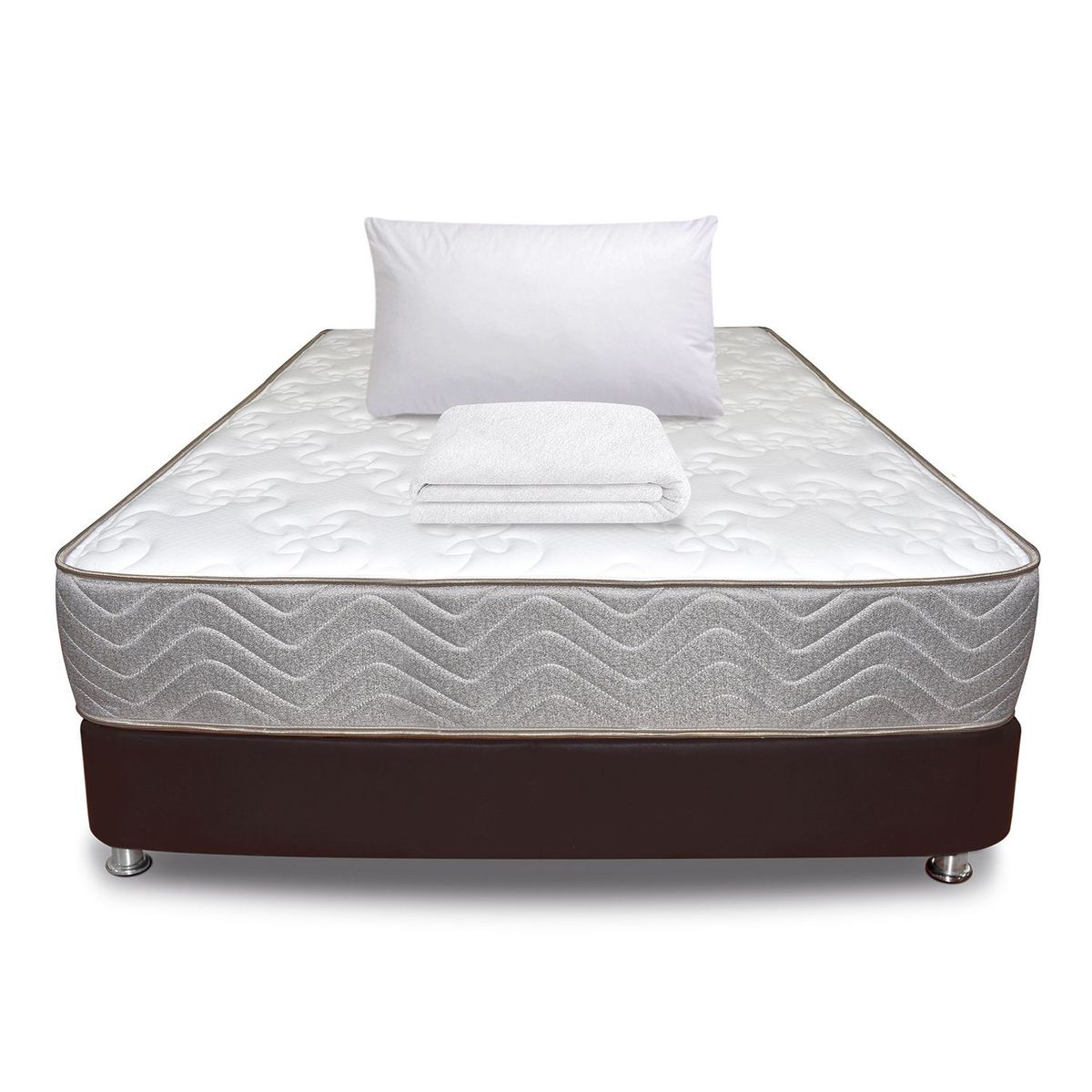 COLCHONES FANTASIA - Colchón con basecama Semidoble Espuma Combo 120 x 190 cm + Protector + Almohada Colchones Fantasia