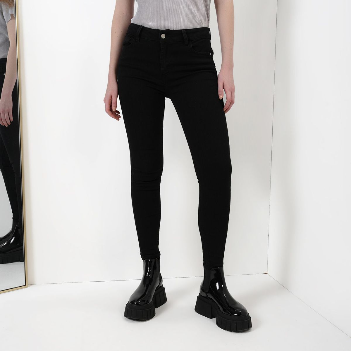 BASEMENT - Jean Skinny para Mujer Tiro medio de Algodón Basement