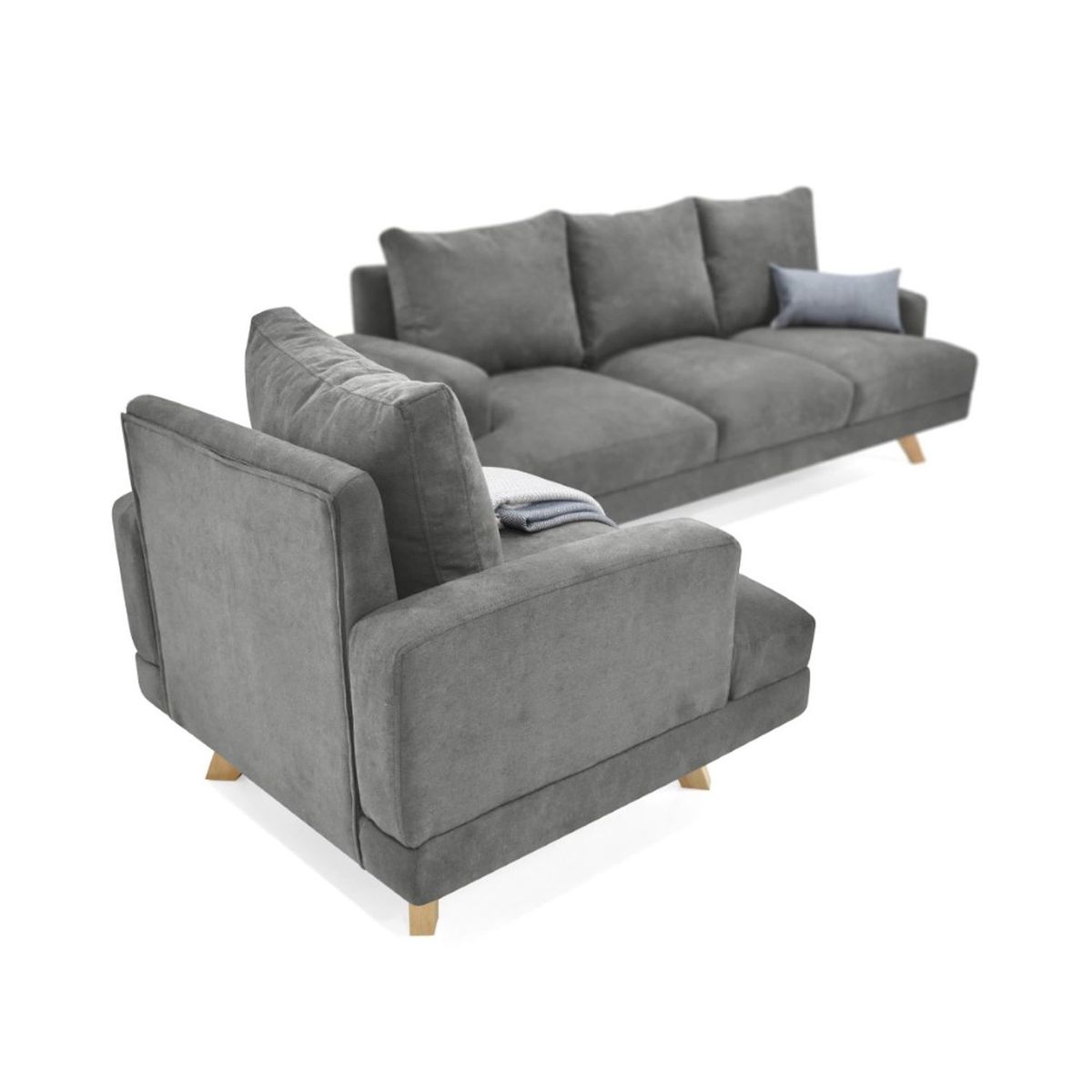 MICA - Juego de Sala Moderno en Poliéster (Sofá + Poltrona) Tobago Mica