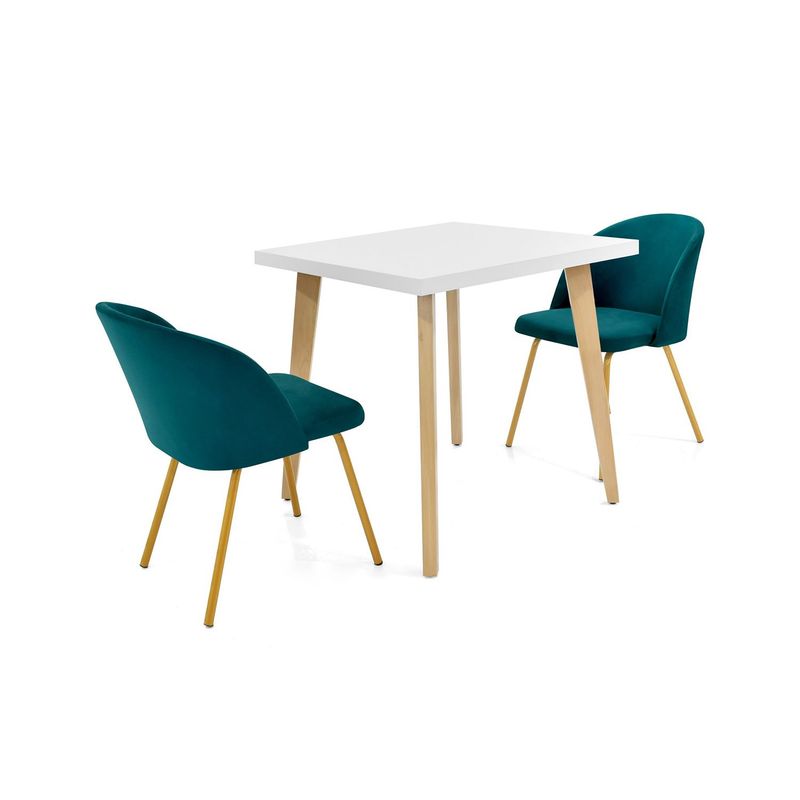 MICA - Juego de Comedor Moderno para 2 Personas (Comedor + 2 Sillas) Mica