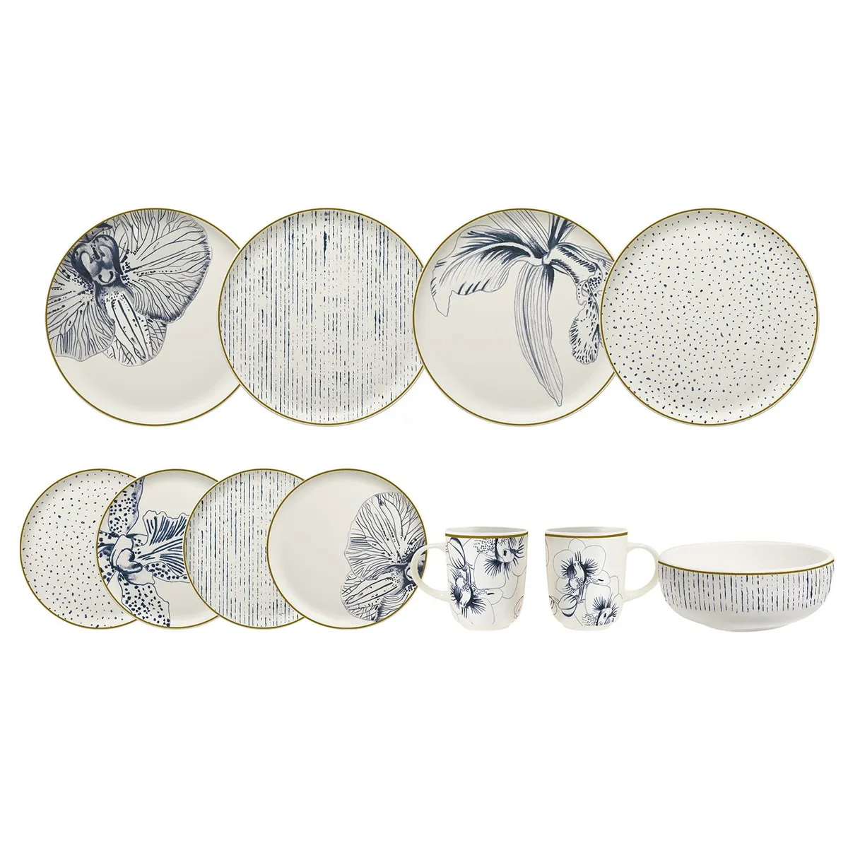 CORONA - Vajilla Corona: Cerámica Cattleya 4 puestos 16 piezas