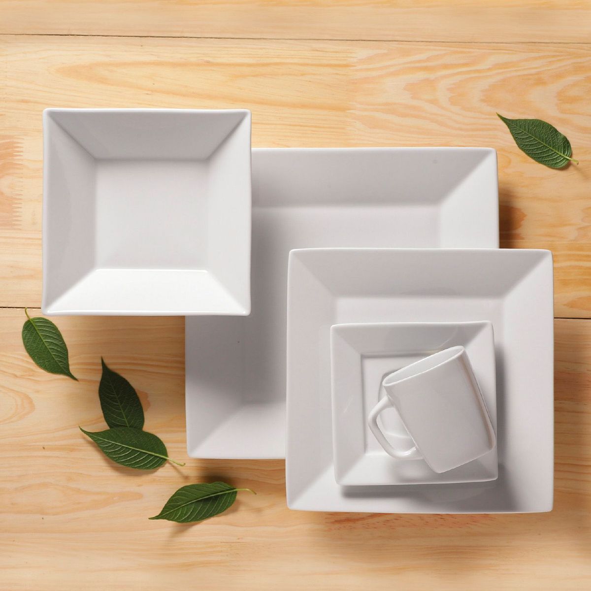 CORONA - Juego de Vajilla 20 Pzs Cuadro Zen Blanco