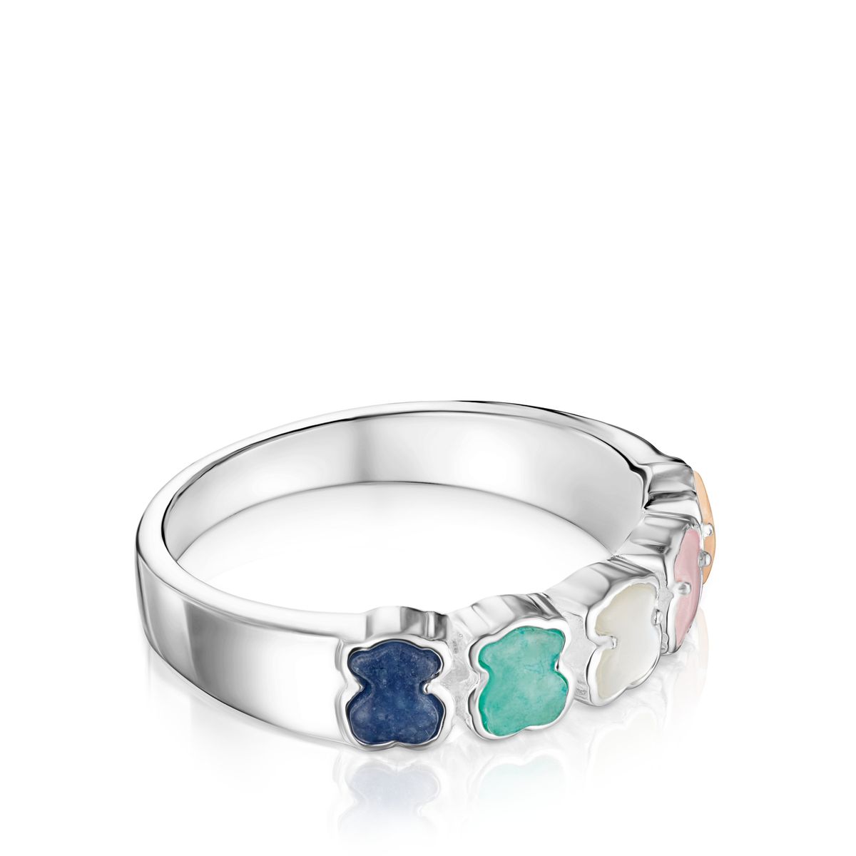 TOUS - Anillo De Plata Con Gemas Multicolor Motivo Oso Mini Color