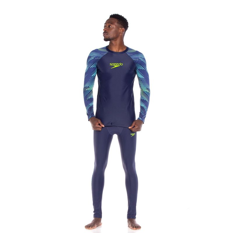 Speedo - Camiseta Natacion proteccion solar Abstract Azul Oscuro Hombre