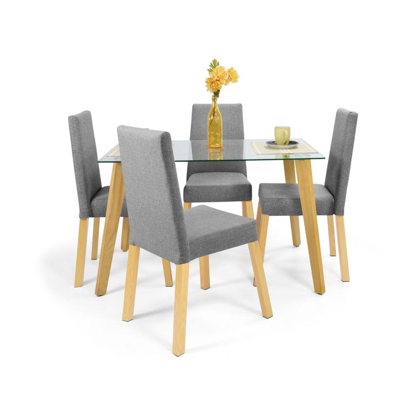 MICA - Juego de Comedor Moderno para 4 Personas Gris (Comedor + 4 Sillas) Mica