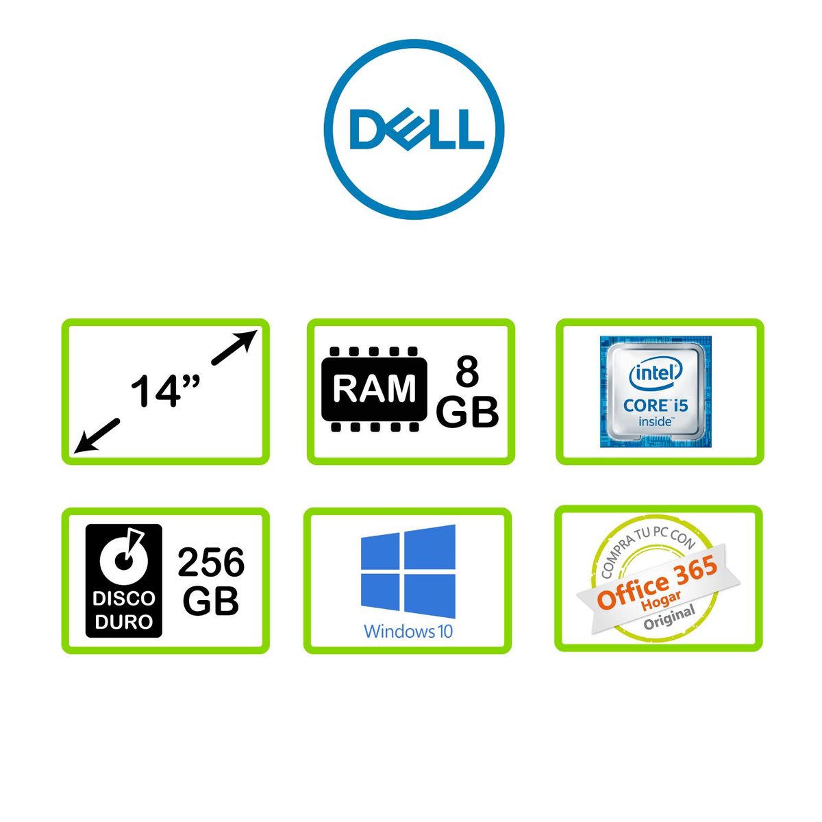 DELL - Portátil Dell 14 pulgadas Intel Core i5 8GB 256GB