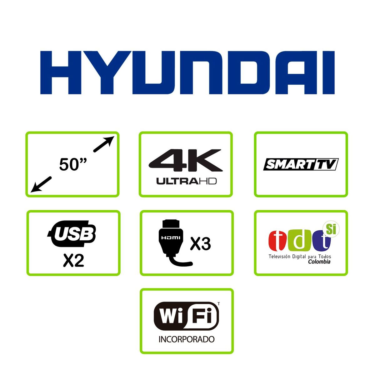 HYUNDAI - Televisor Hyundai 50 pulgadas LED 4K Ultra HD Smart TV