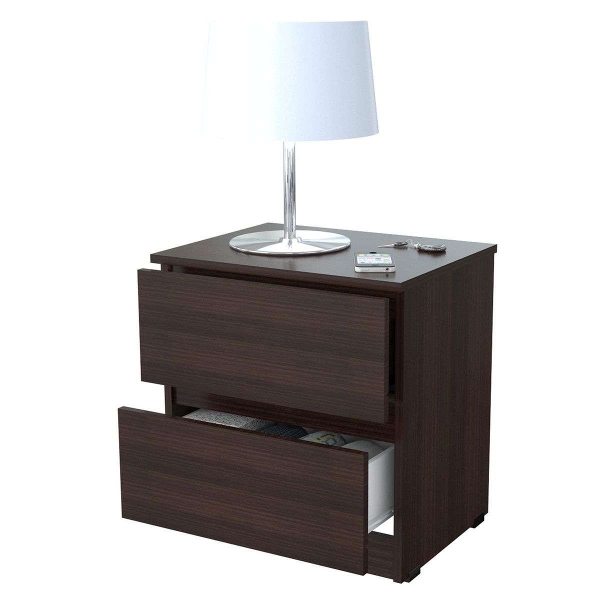 INVAL - Mesa de Noche Moderna de 1 Cajón 51 x 48 x 375 cm Inval