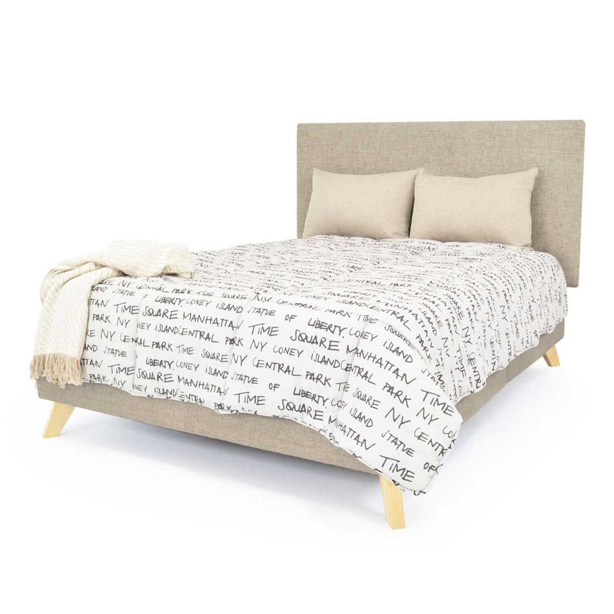 MICA - Base Cama Dividida Queen  en Madera 165 x 195 cm Mica 