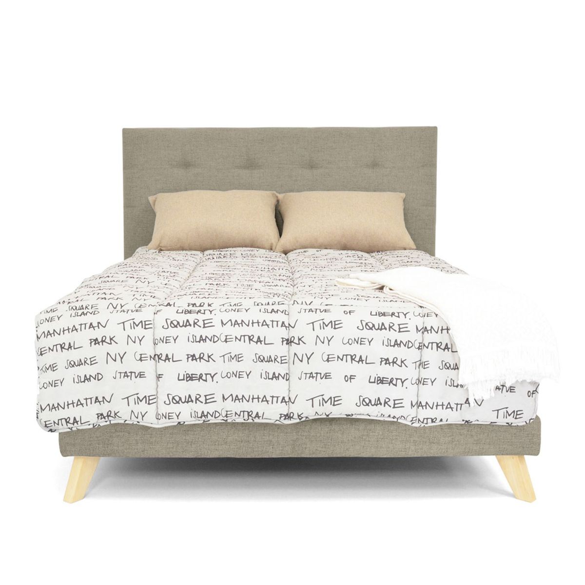 MICA - Base Cama Dividida Queen  en Madera 165 x 195 cm Mica 