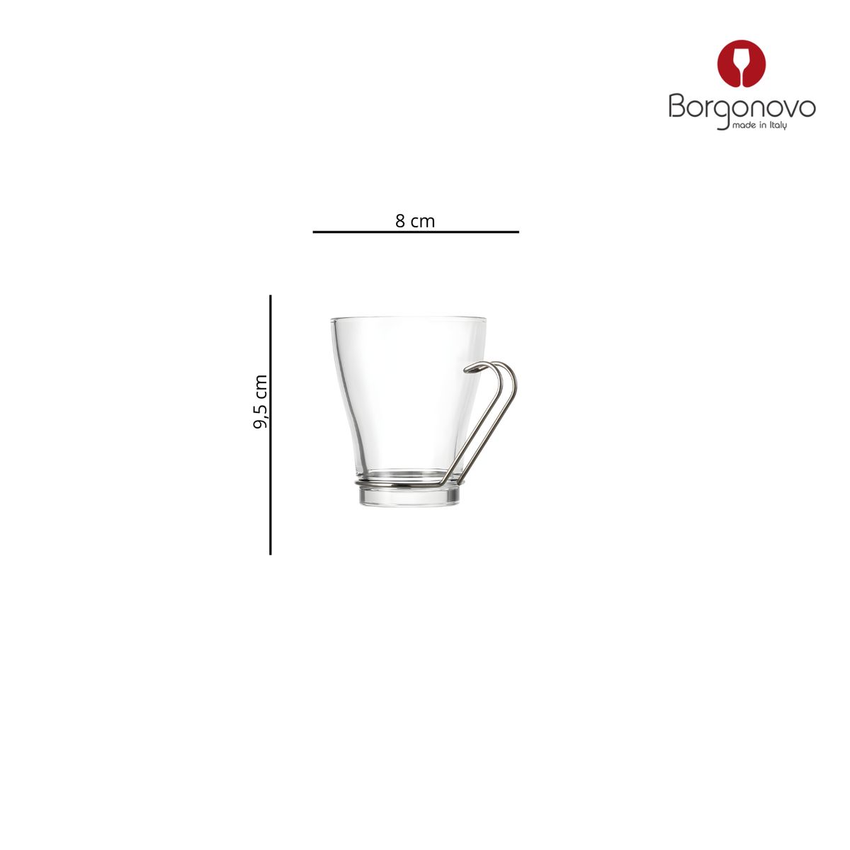 BORGONOVO - Taza de Vidrio Borgonovo: 245 ml