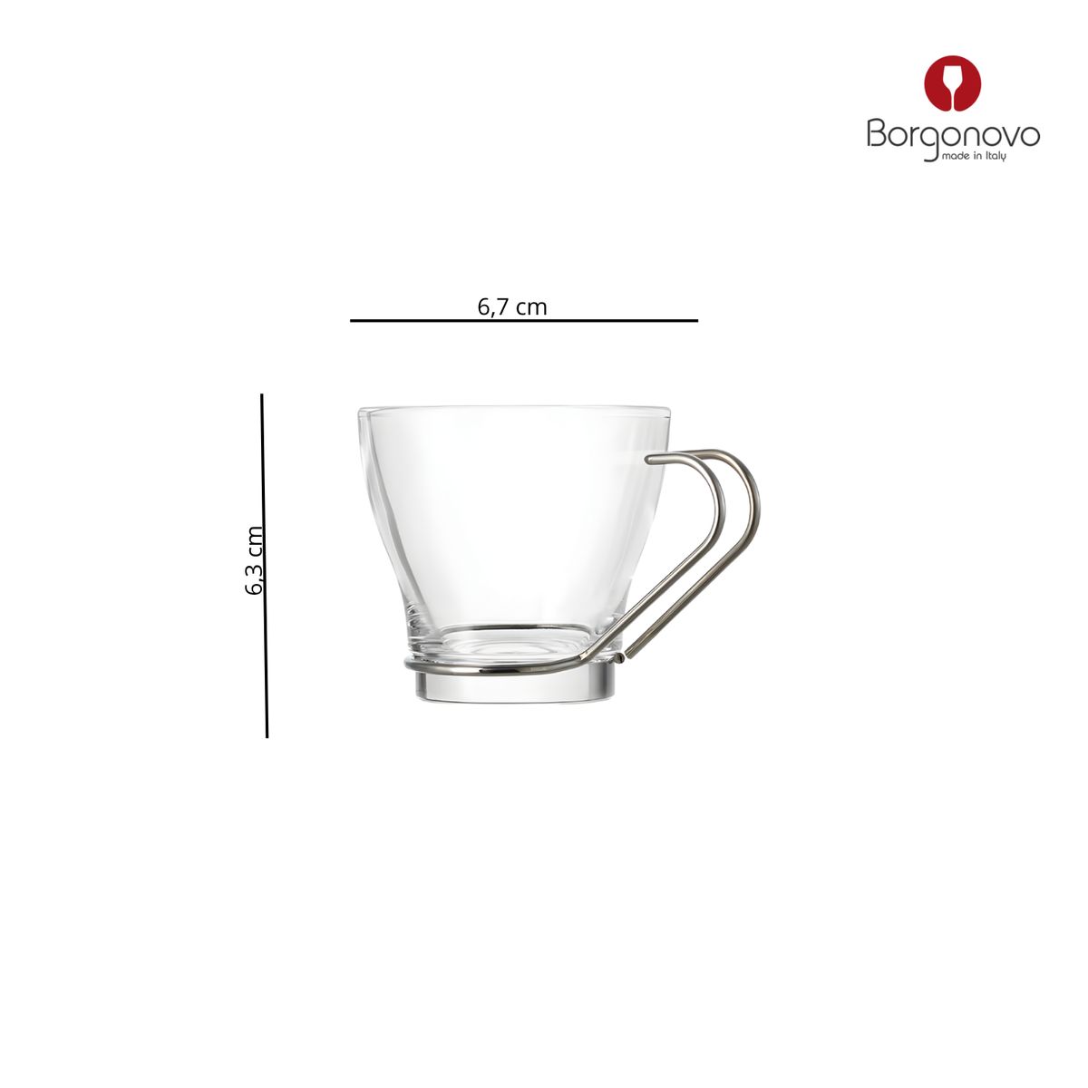 BORGONOVO - Taza de Vidrio Borgonovo: 110 ml