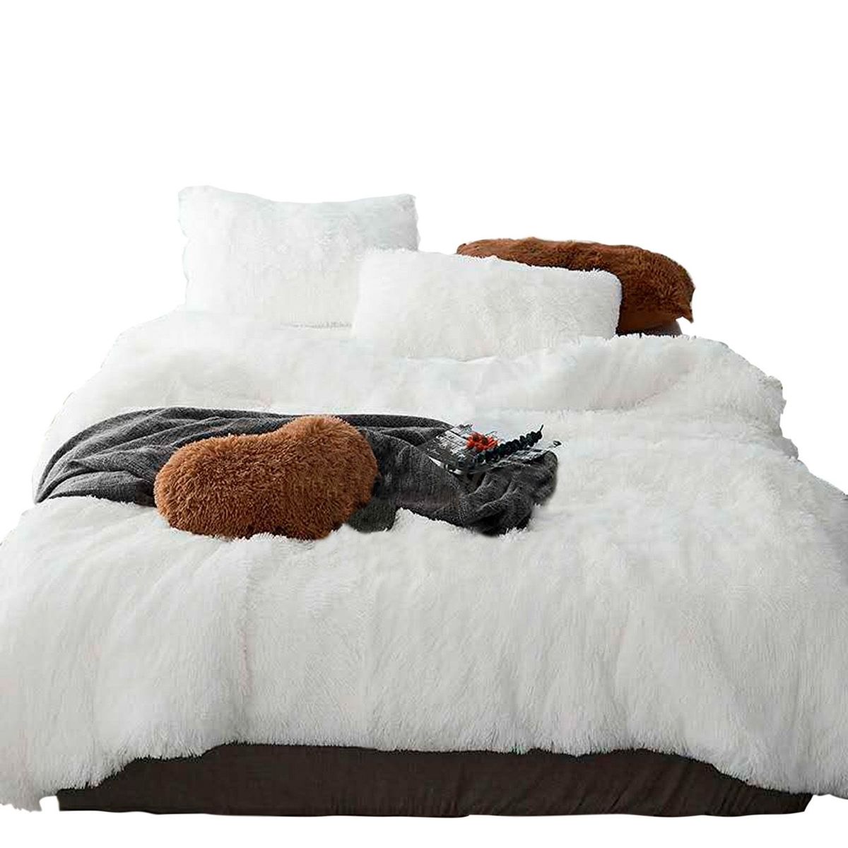 MY HOME STORE - Edredón + Funda de Duvet Felpa Blanco