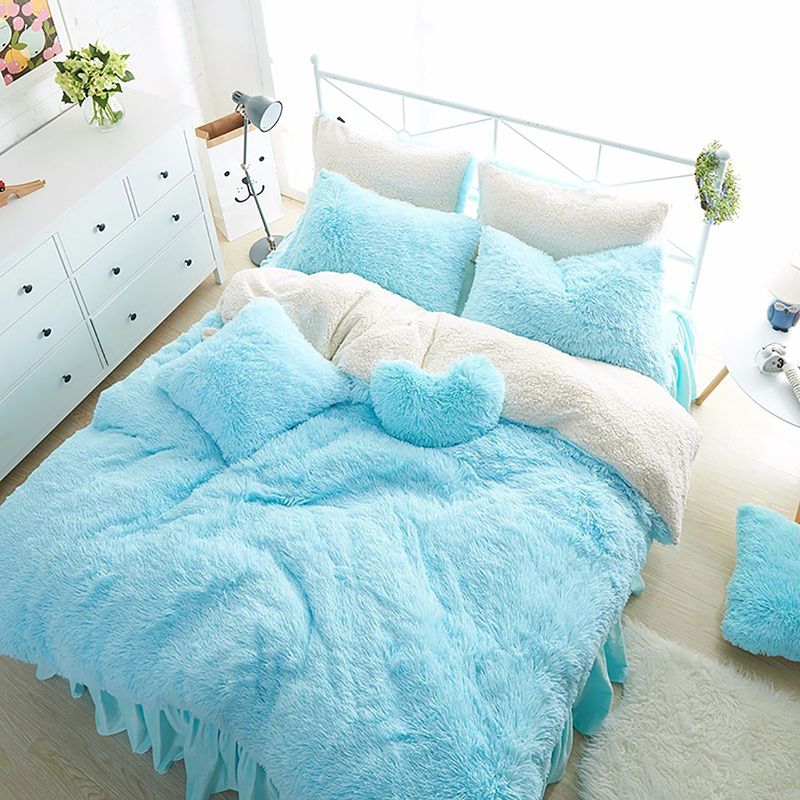 MY HOME STORE - Edredón + Funda de Duvet Felpa Ovejero Azul 